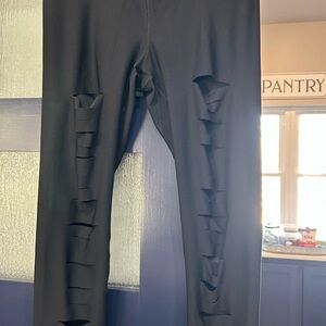 90 Degree By Reflex Black Distressed Leggings for women